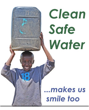 Kenyan boy carries clean drinking water