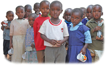 Children at a nursery school with no clean water