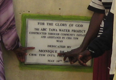 Water tank project dedication